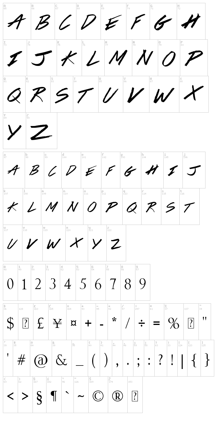 Colors Of Autumn font map